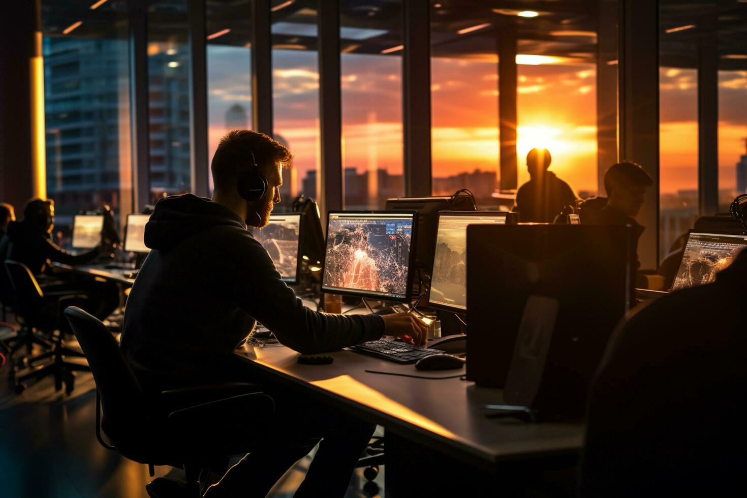 team of programer working with computer photo