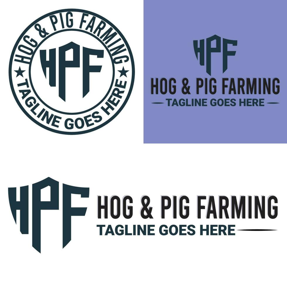 Monogram, Minimalist, And Letterhead Hog And Pig Farming Logo Design vector
