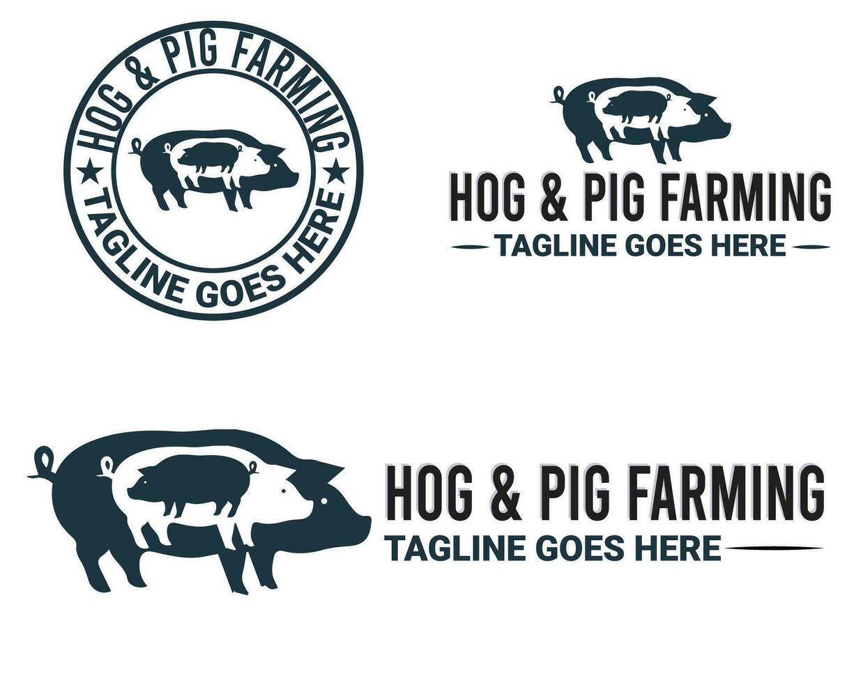 Monogram, Minimalist, And Letterhead Hog And Pig Farming Logo Design vector