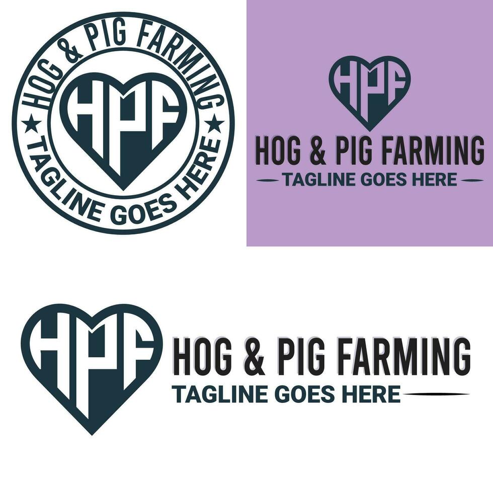 Monogram, Minimalist, And Letterhead Hog And Pig Farming Logo Design vector