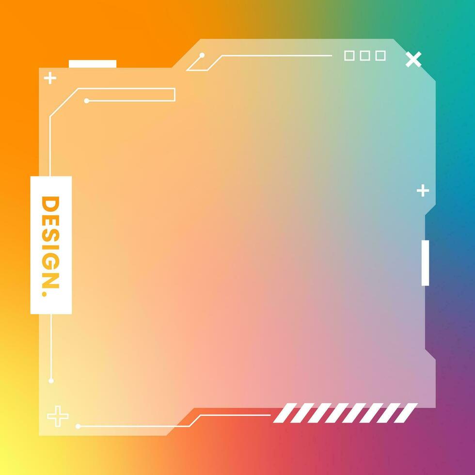 Futuristic square gradient background. Social media frame vector illustration.