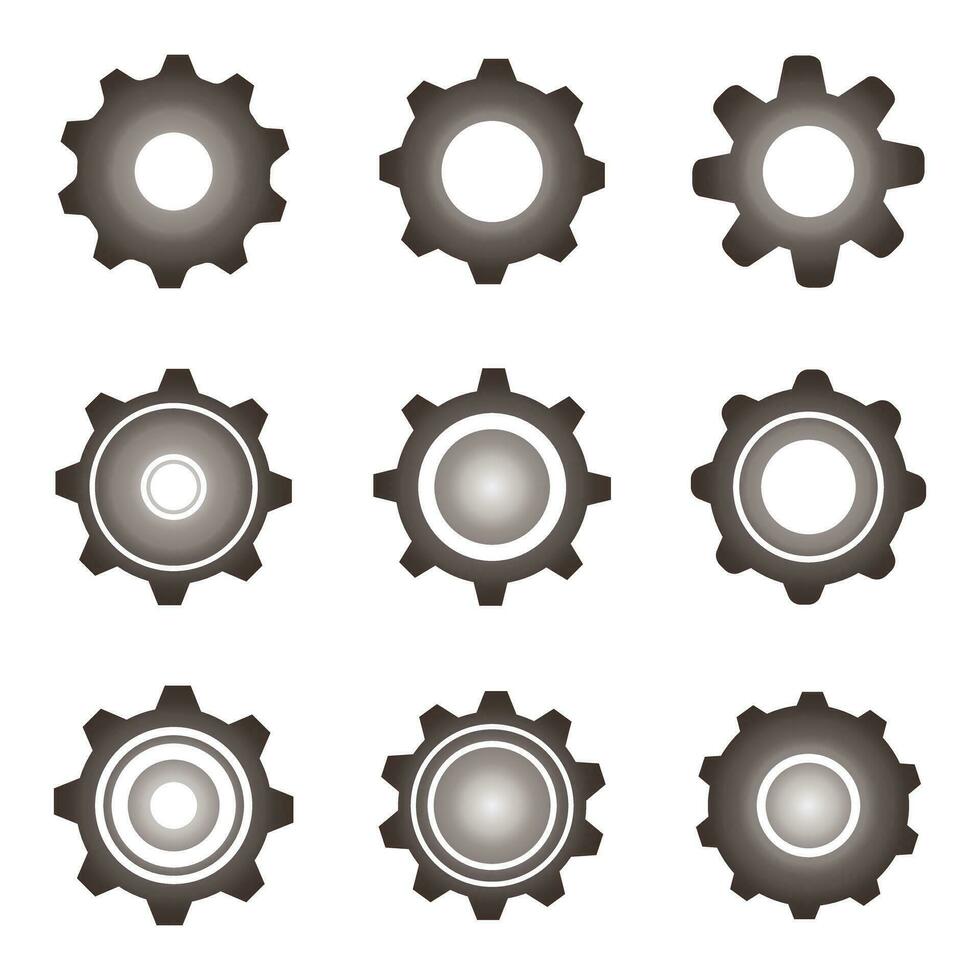 Collection of variations of round gear clipart vector