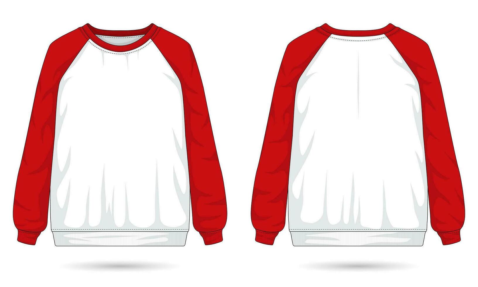 Raglan sleeve sweatshirt template front and back view vector