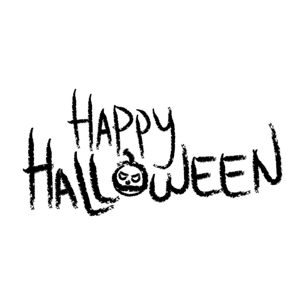 Handwritten happy Halloween isolated white background vector
