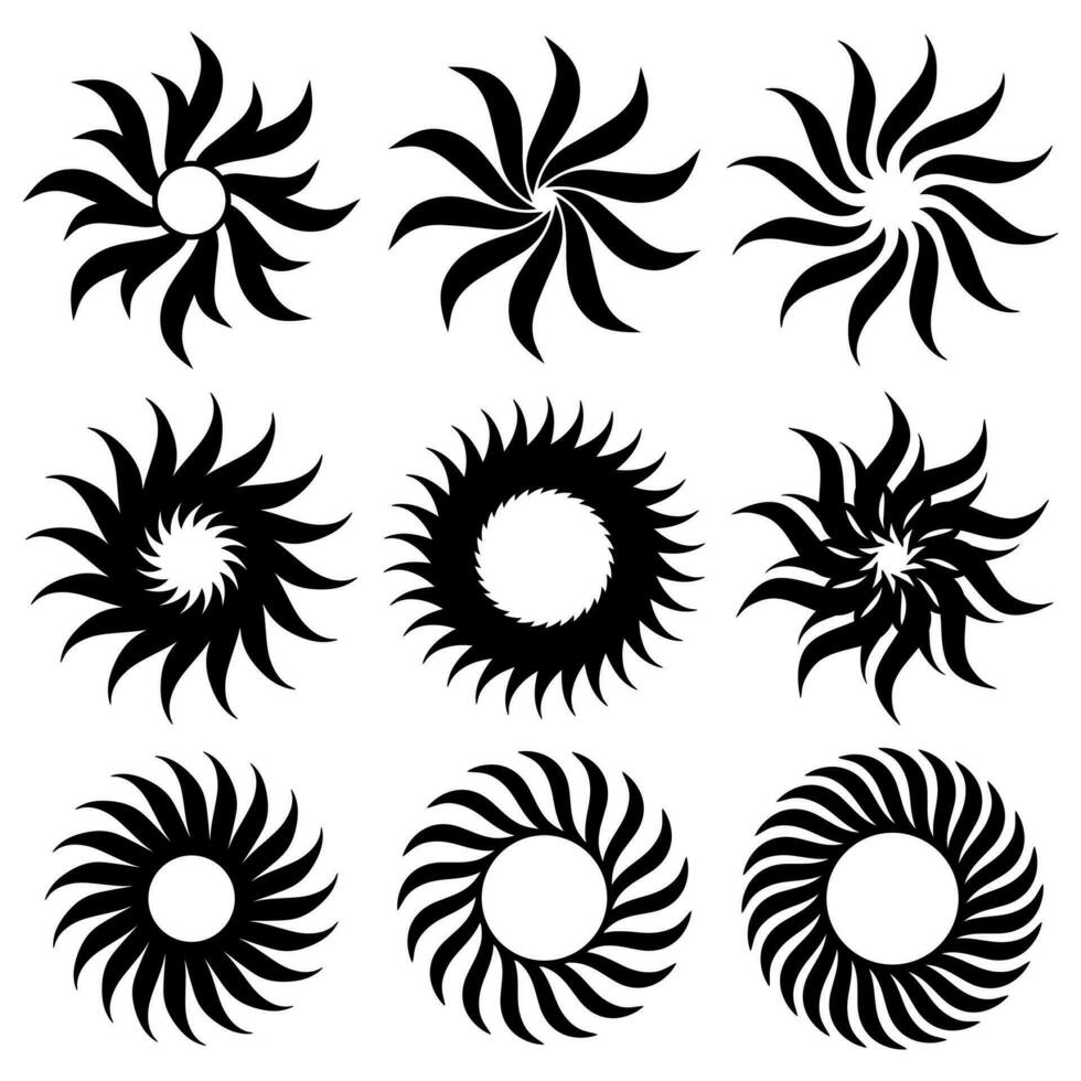 Collection of abstract floral symbol in circle shape vector