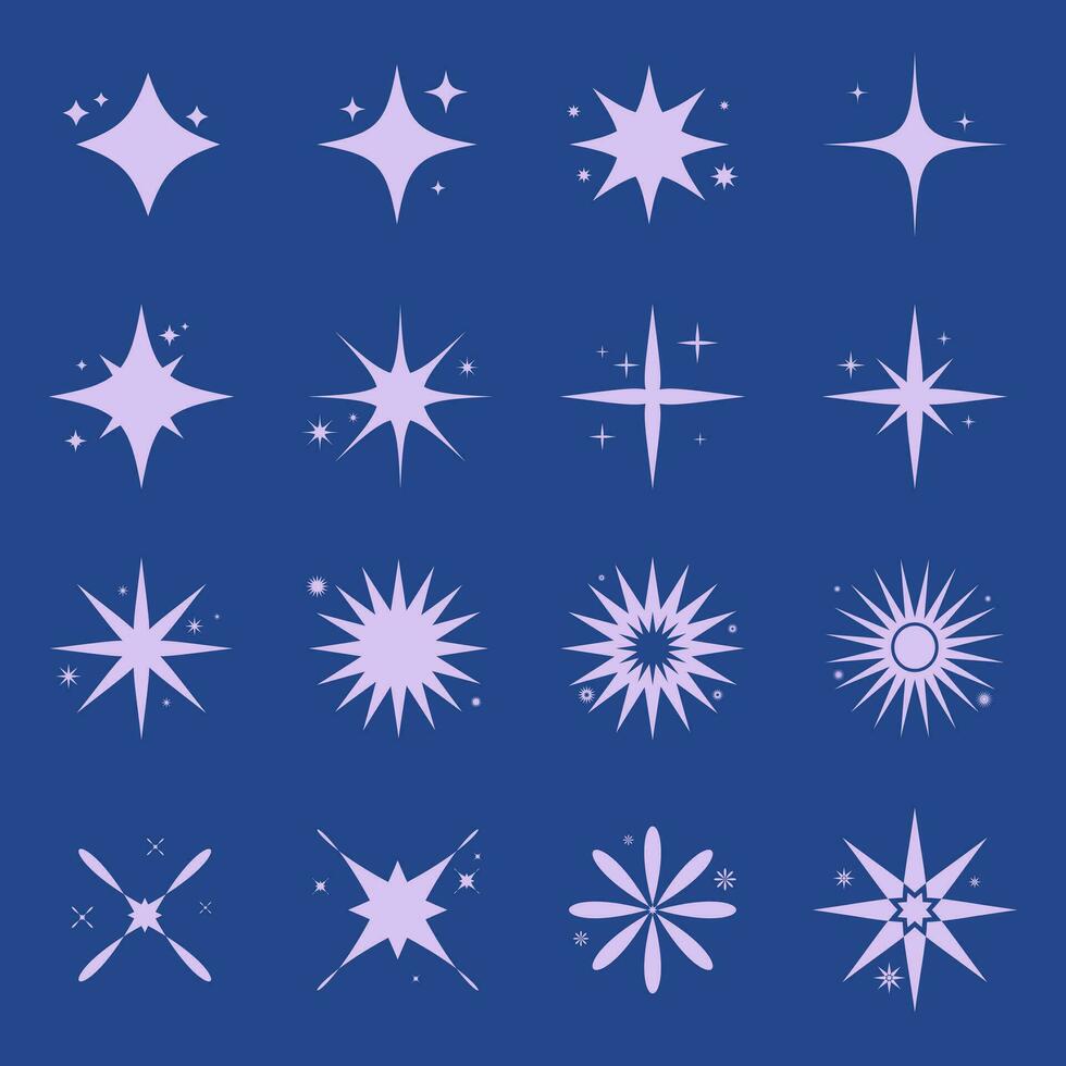 Collection of flat design sparkling stars vector