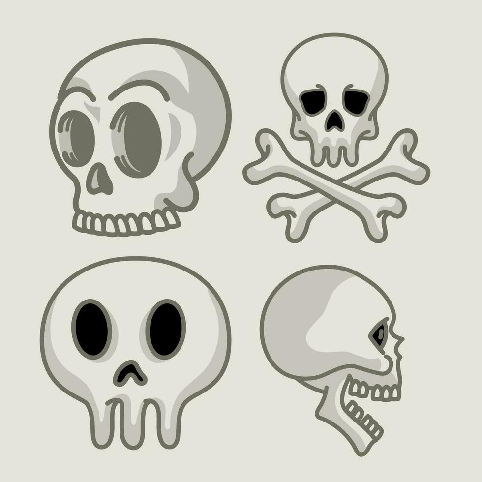 Collection of Cartoon Skull Illustration vector