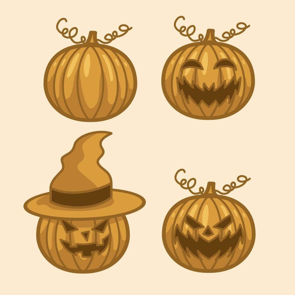 conjunto de calabaza objeto con varios expresión vector