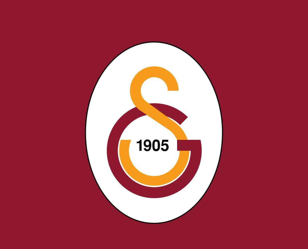 Galatasaray Club Logo Symbol Turkey League Football Abstract Design Vector Illustration With Red Background