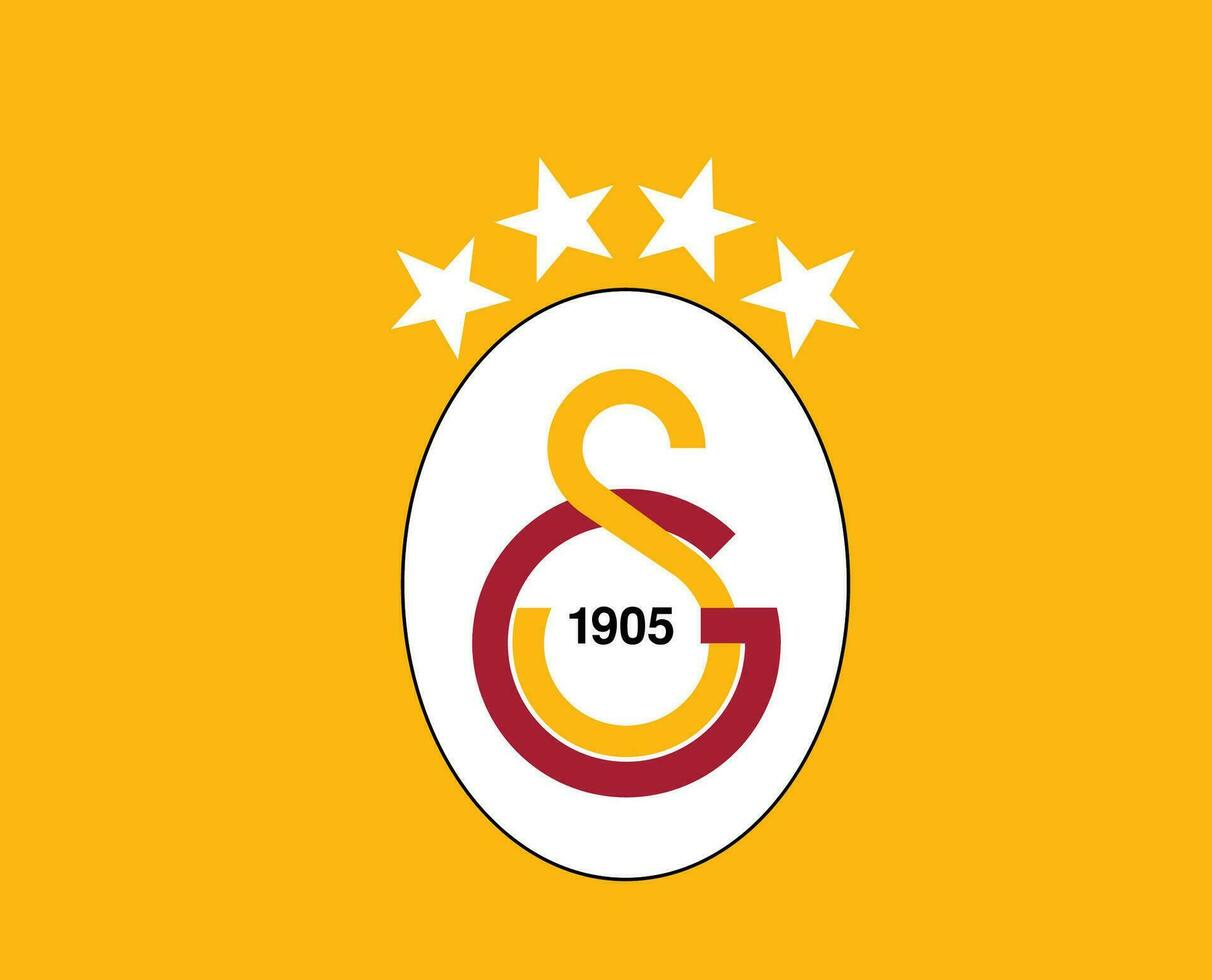 Galatasaray Club Symbol Logo Turkey League Football Abstract Design Vector Illustration With Yellow Background