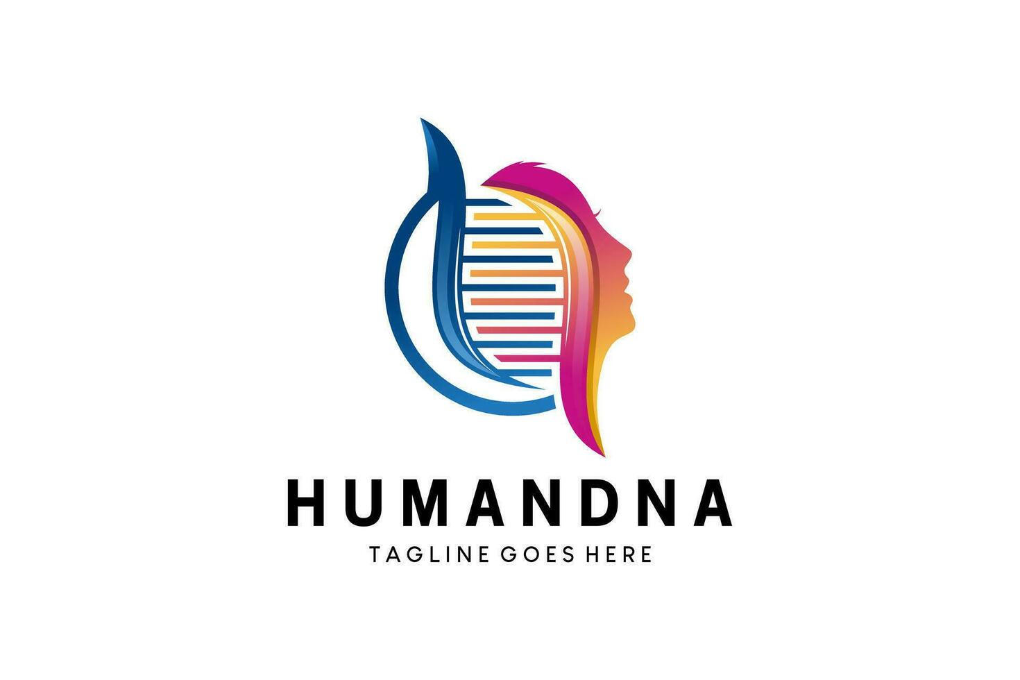 humano adn logo diseño, moderno resumen hermosa mujer Ciencias genético vector ilustración