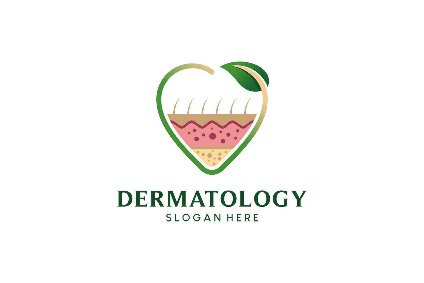 dermatología logo diseño con concepto de suave piel en creativo amor vector