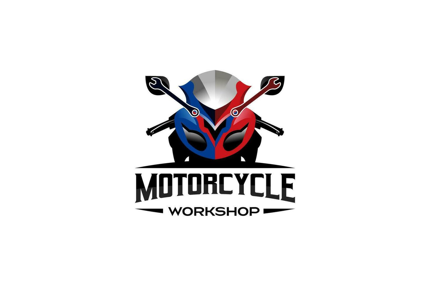 front view motorbike vector for sport motorbike automotive workshop logo design