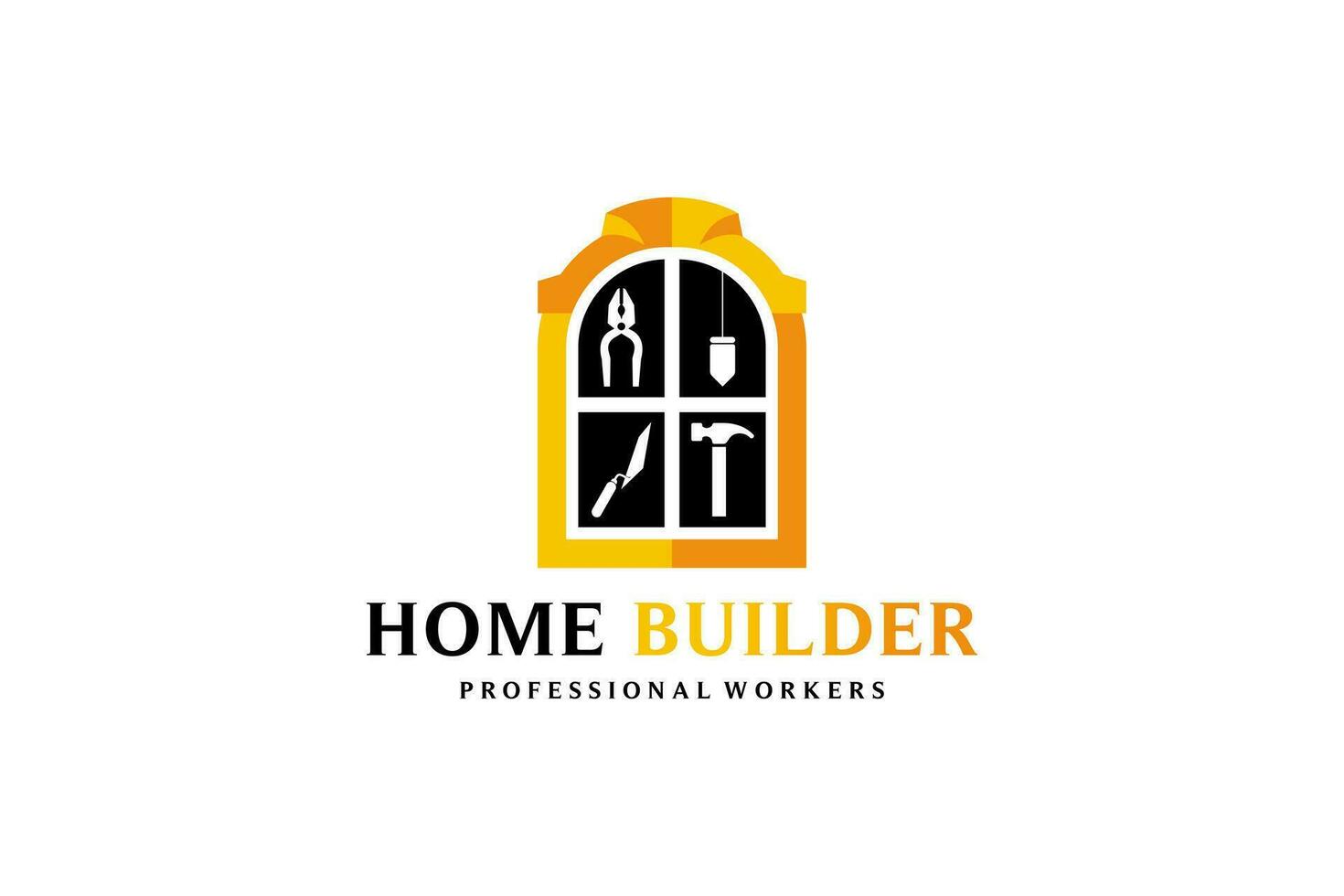 Modern house and building repair or construction worker logo design vector