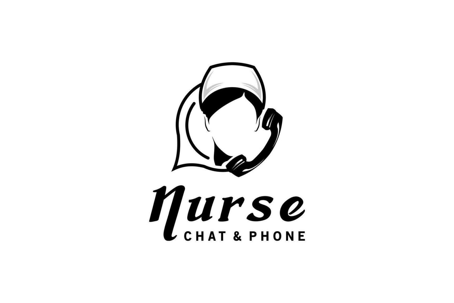 Beautiful female medical nurse call and chat symbol icon logo vector