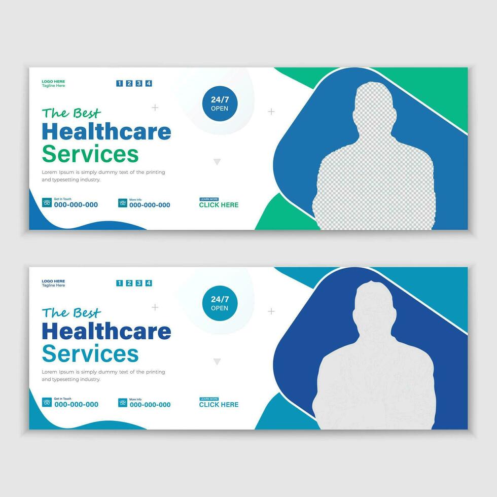 médico cuidado de la salud, web bandera cubrir diseño, modelo diseño para social medios de comunicación publicaciones vector