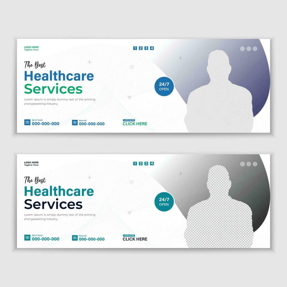 Medical Healthcare, Web Banner Cover Design, Template Design For Social Media Posts vector