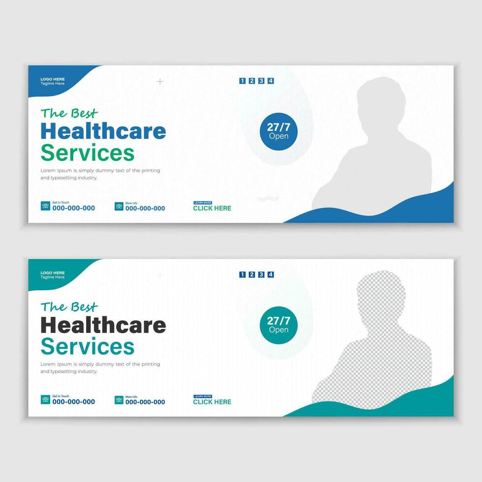 Medical Healthcare, Web Banner Cover Design, Template Design For Social Media Posts vector