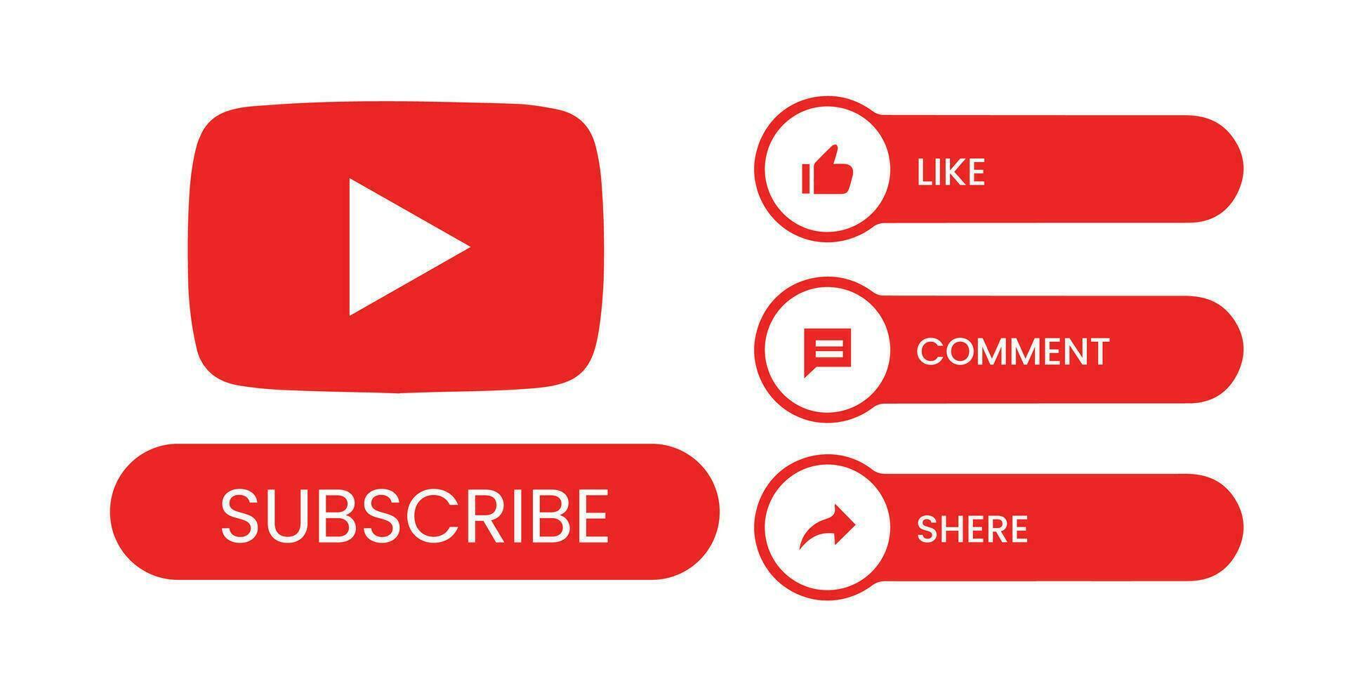 Icon Set for Channel and Social Media. Like, Comment, Share and Subscribe Button Vector