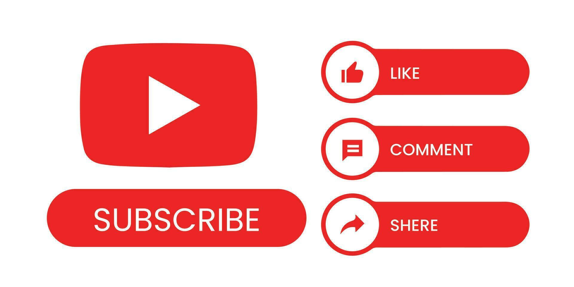 icono conjunto para canal y social medios de comunicación. como, comentario, compartir y suscribir botón vector