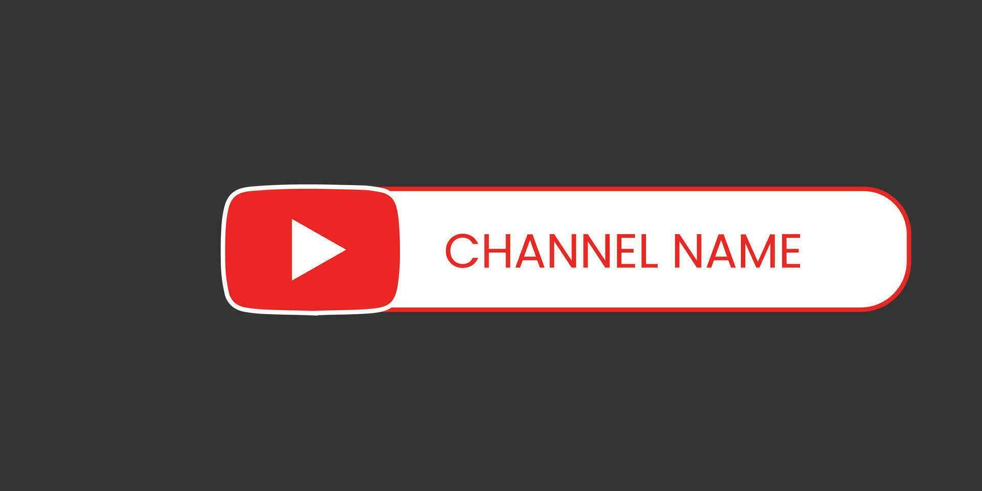 Youtube Channel Name Lower Third. Red Broadcast Banner for Video On Black Background. Vector Illustration