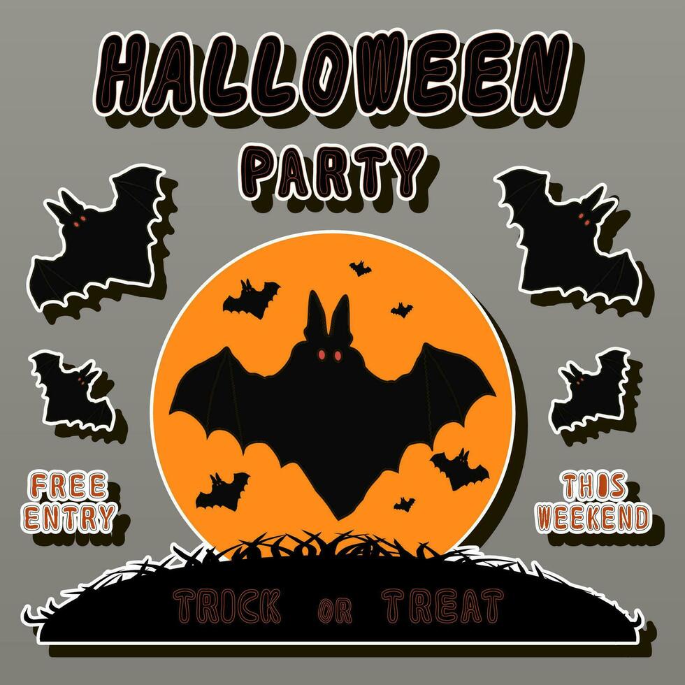 Illustration on theme sticker for celebration holiday Halloween with orange pumpkins vector