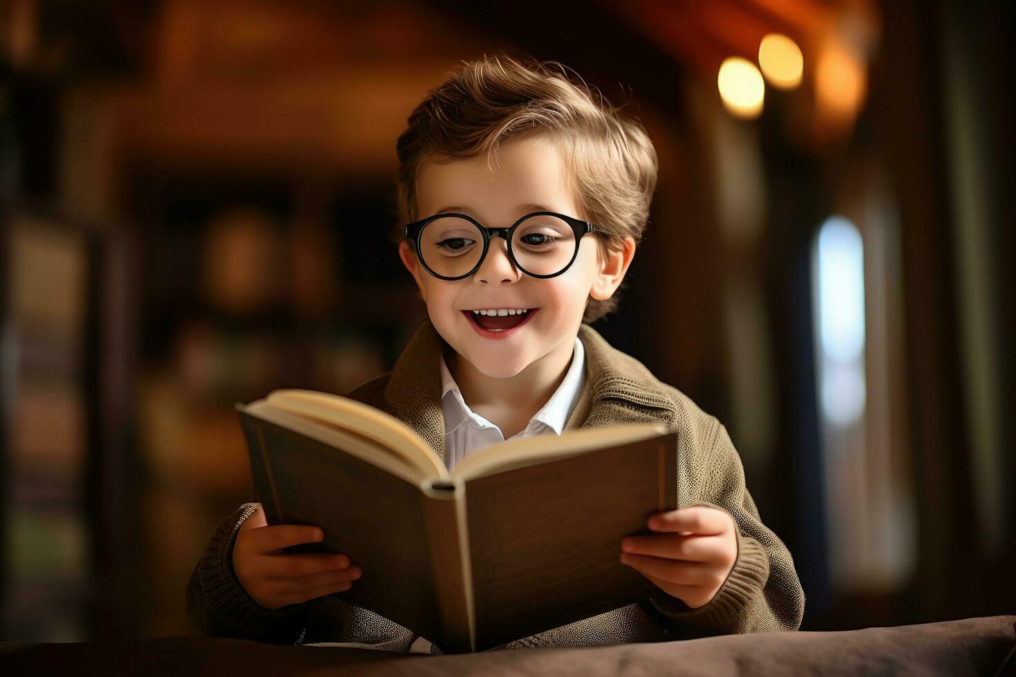 Child reading a book photo