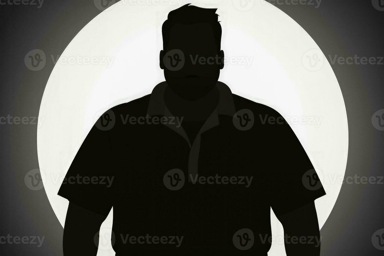 Symbolic silhouette icon portraying a heavyset plus size man photo