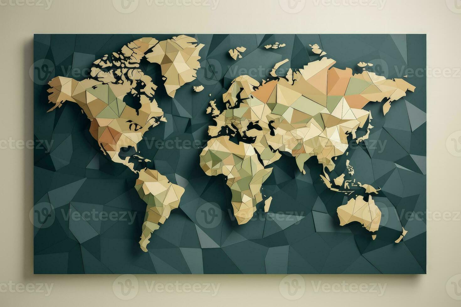 Flat style isolated world map with continents countries and textured background photo