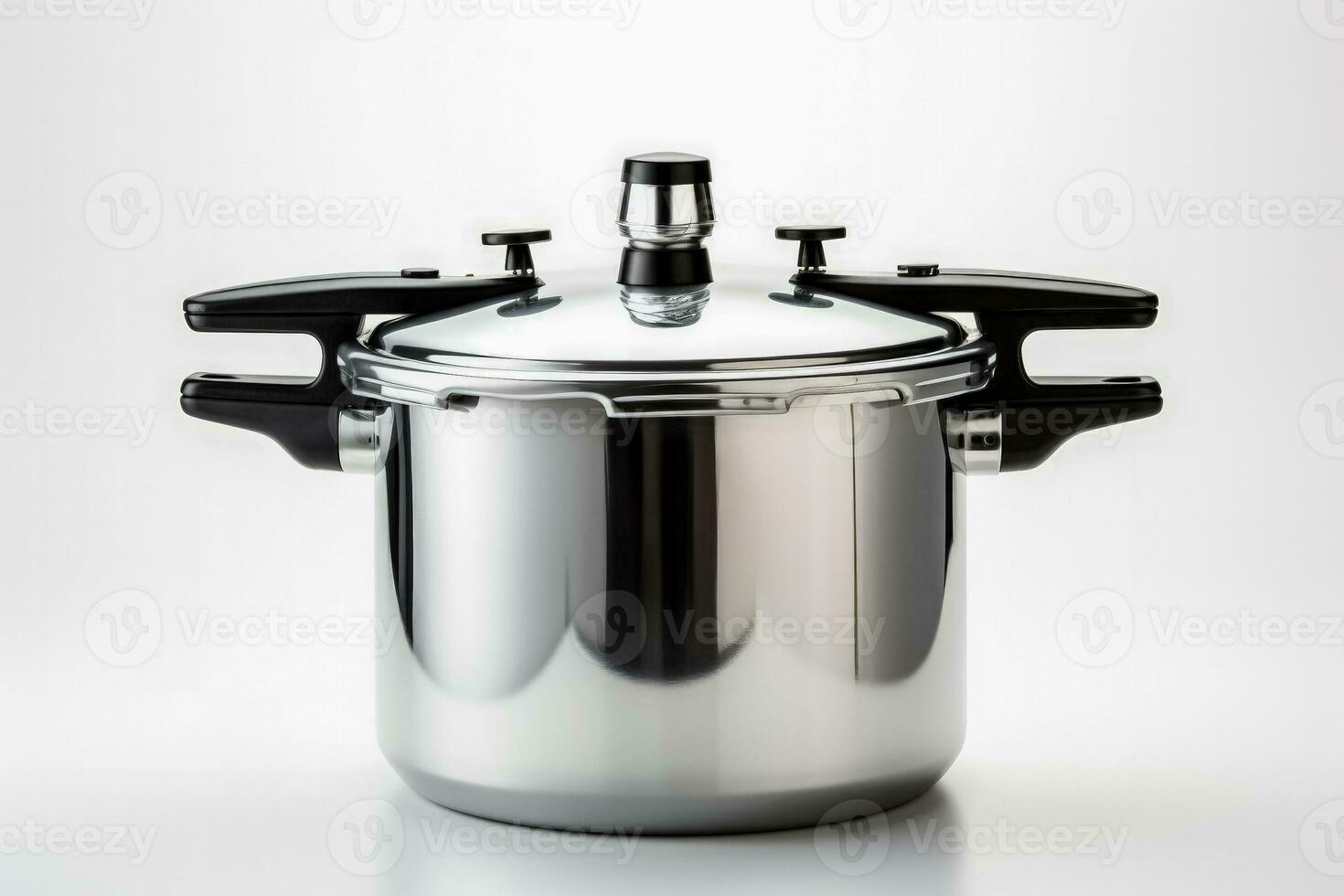 White background double valve pressure cooker compact and versatile kitchen essential photo