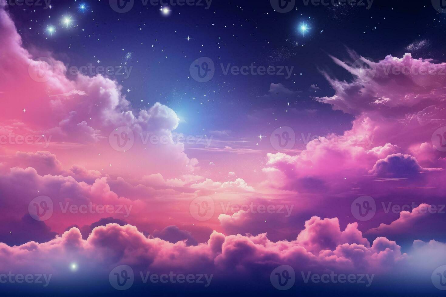 Captivating futuristic background adorned with stars pink clouds and galaxies photo