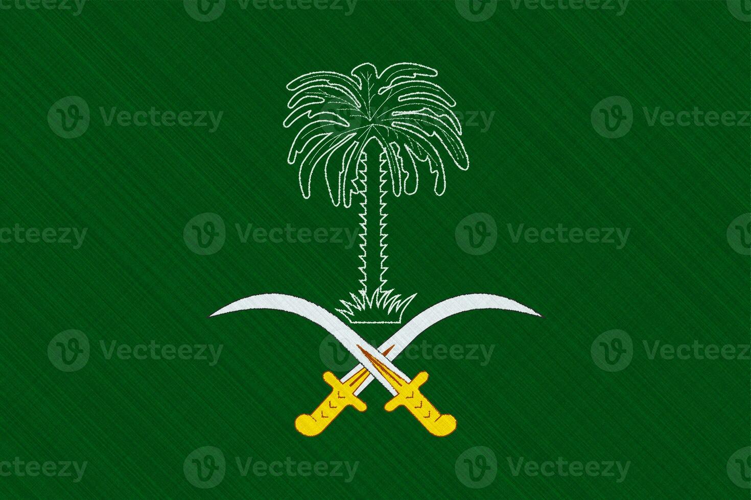 Flag and coat of arms of Kingdom of Saudi Arabia on a textured background. Concept collage. photo