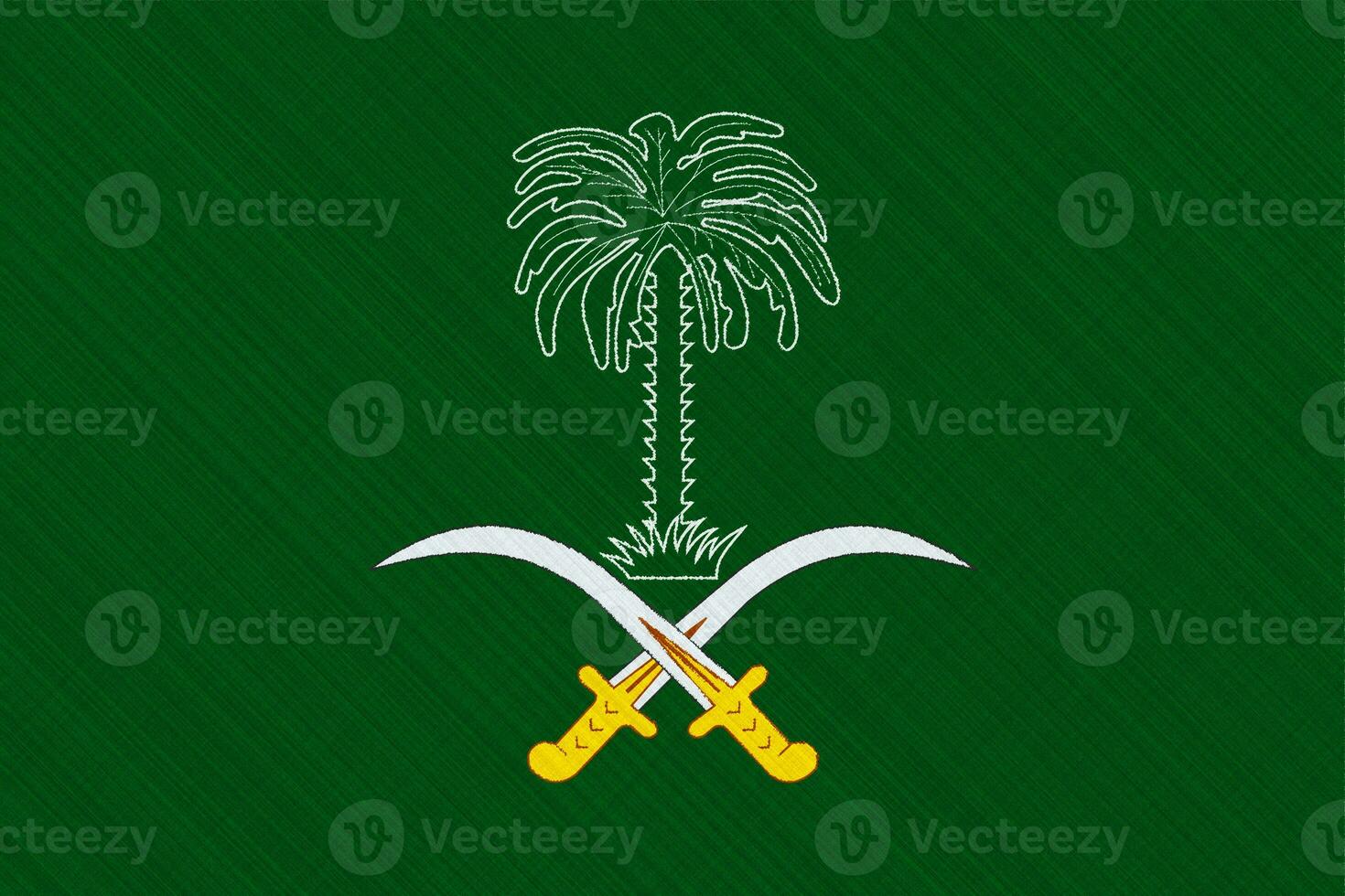 Flag and coat of arms of Kingdom of Saudi Arabia on a textured background. Concept collage. photo