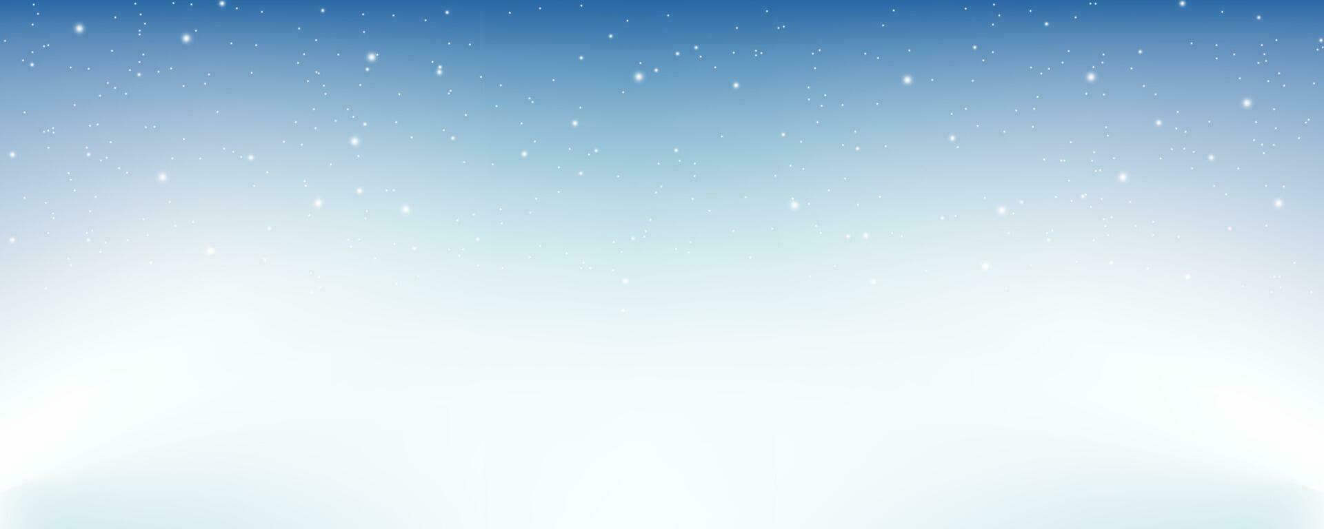 pastel invierno cielo con copos de nieve. azul ligero color degradado. fantasía suave borroso fondo de pantalla. vector Navidad paisaje.