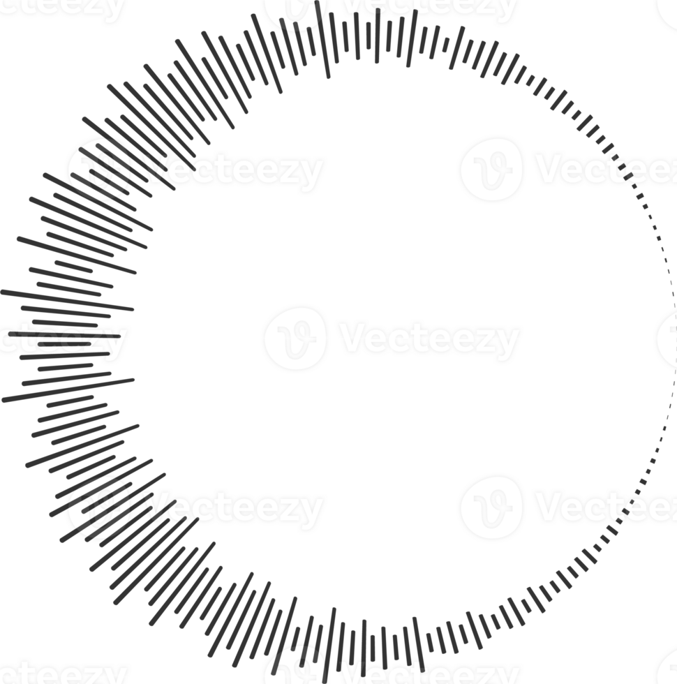 Circle sound wave. Audio music equalizer. Round circular icon. Spectrum radial pattern and frequency frame png