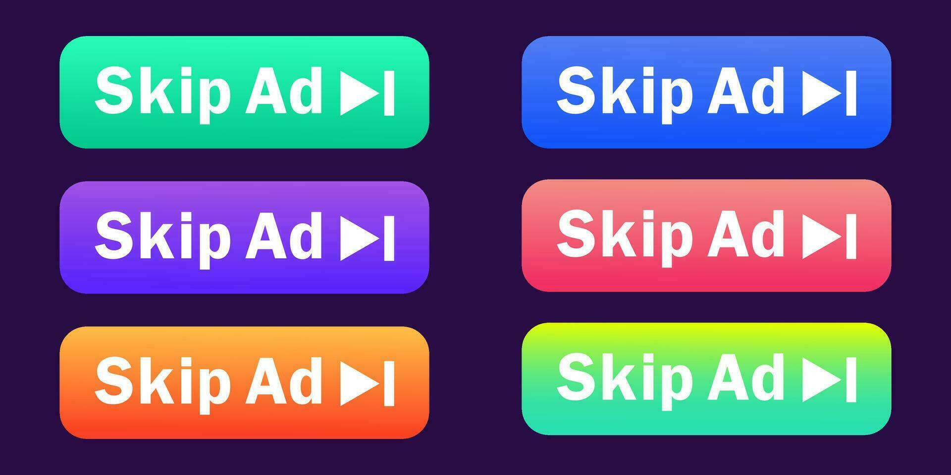 Skip Ad button. Video block icon for advertising. App template for interface. Vector