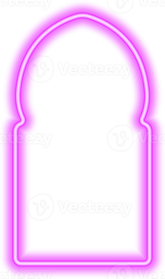 Ramadan islamic frame. Neon arch shape. Muslim door and window. Arabian bright template. png