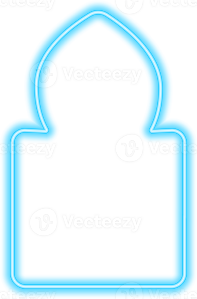 Ramadan islamic frame. Neon arch shape. Muslim door and window. Arabian bright template. png