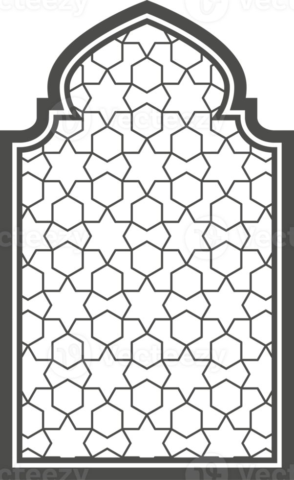 Ramadan window with pattern. Arabic frame of mosque door. Islamic design template. Oriental decoration with ornament. png