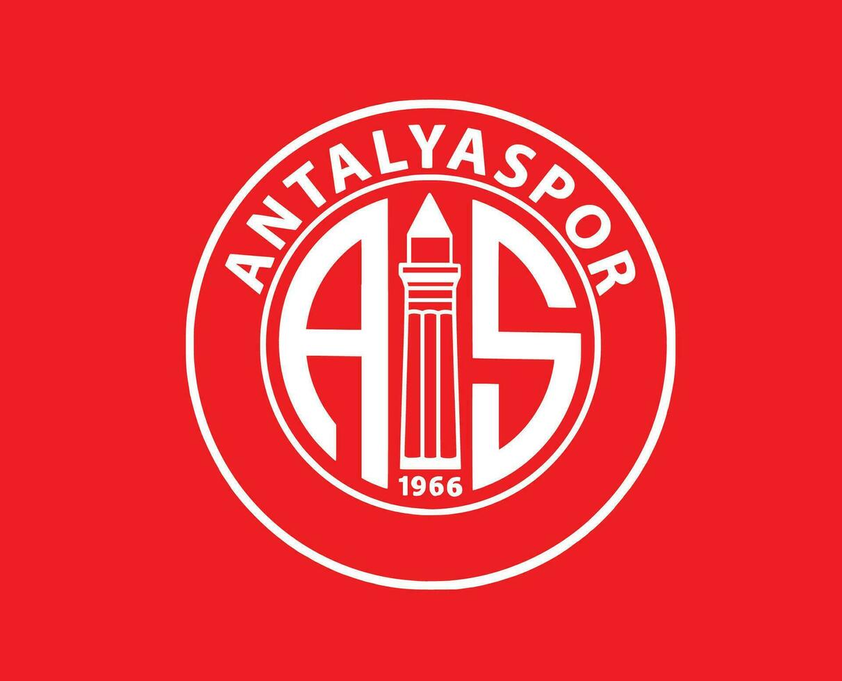 Antalyaspor Club Symbol Logo White Turkey League Football Abstract Design Vector Illustration With Red Background