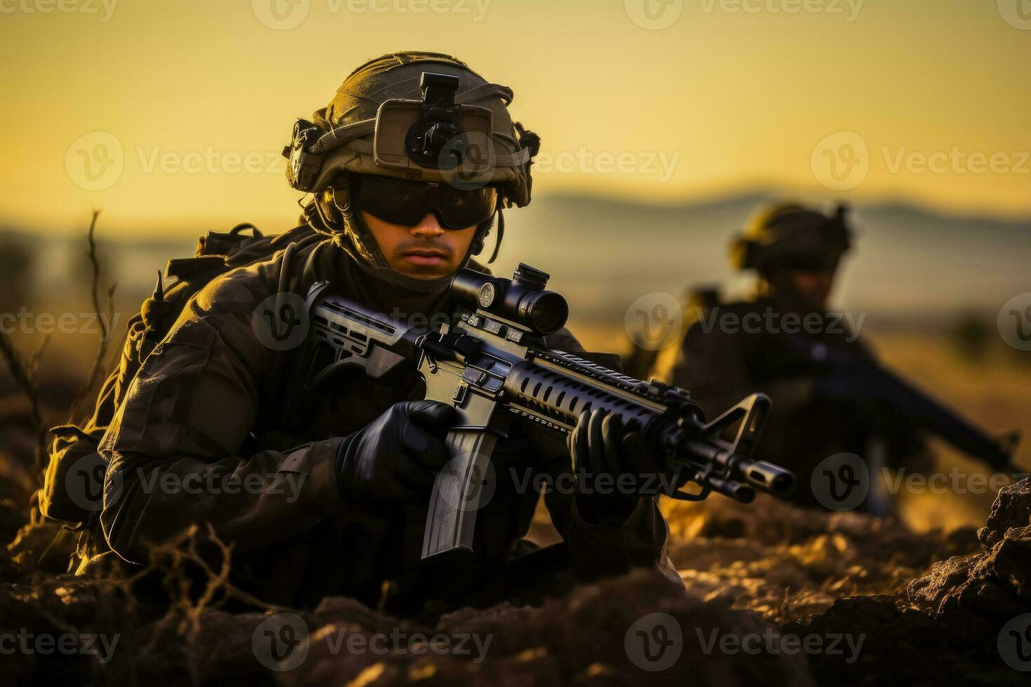 Israeli soldiers in active duty during military operations photo