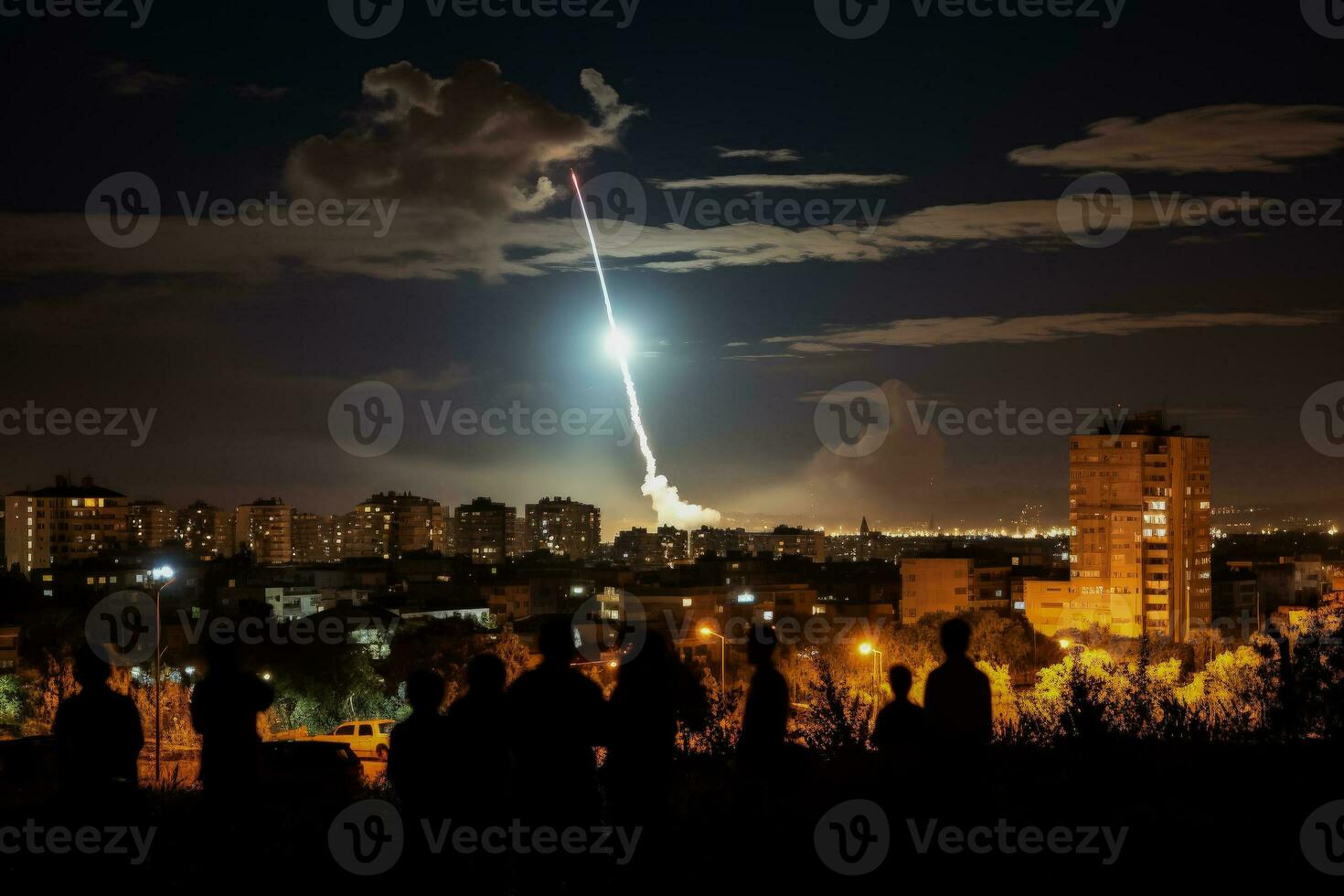 Iron Dome intercepting rockets over Israeli cities photo