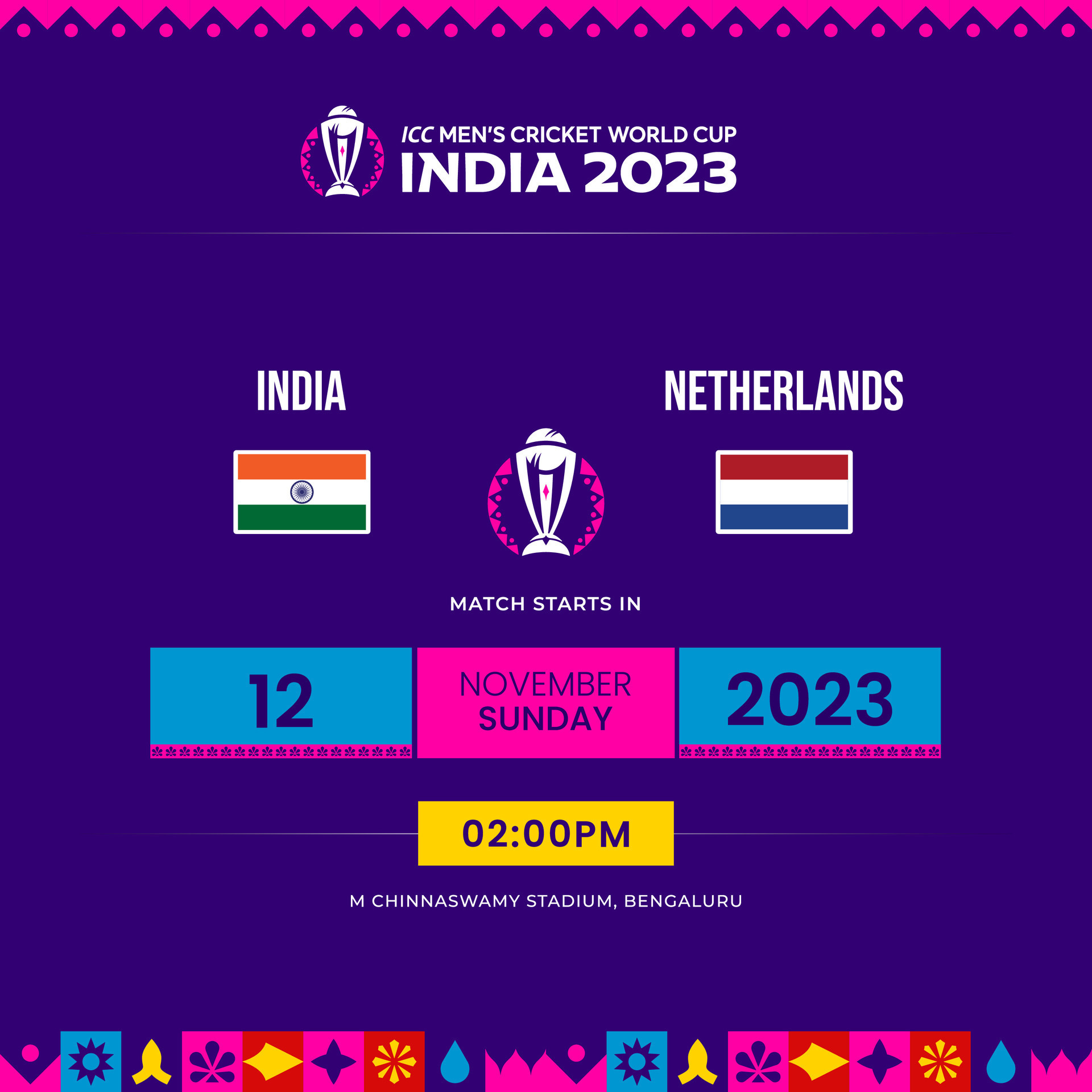 Icc Men's Cricket World Cup 2023 Schedule India Vs Netherlands 30767368