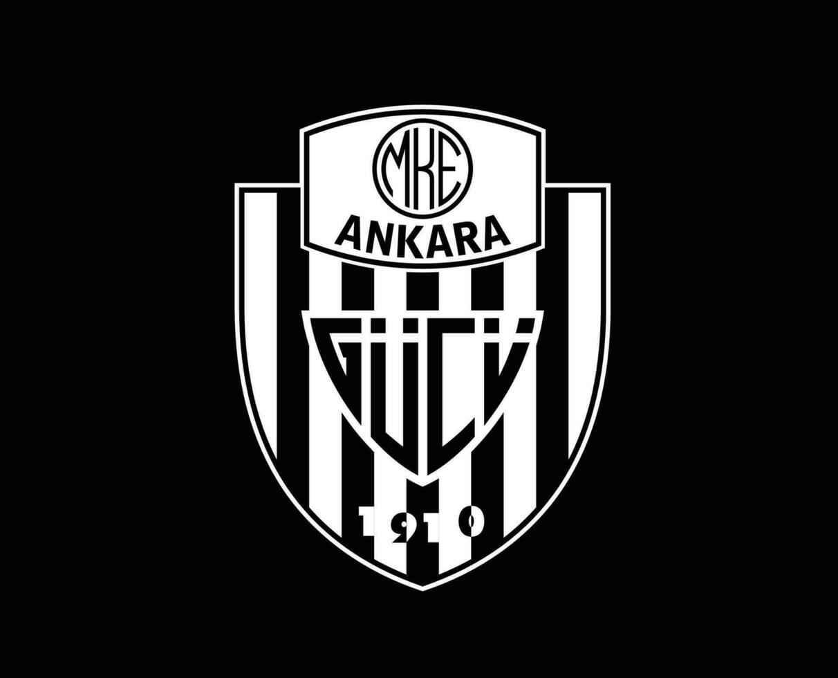 Ankaragucu Club Symbol Logo White Turkey League Football Abstract Design Vector Illustration With Black Background