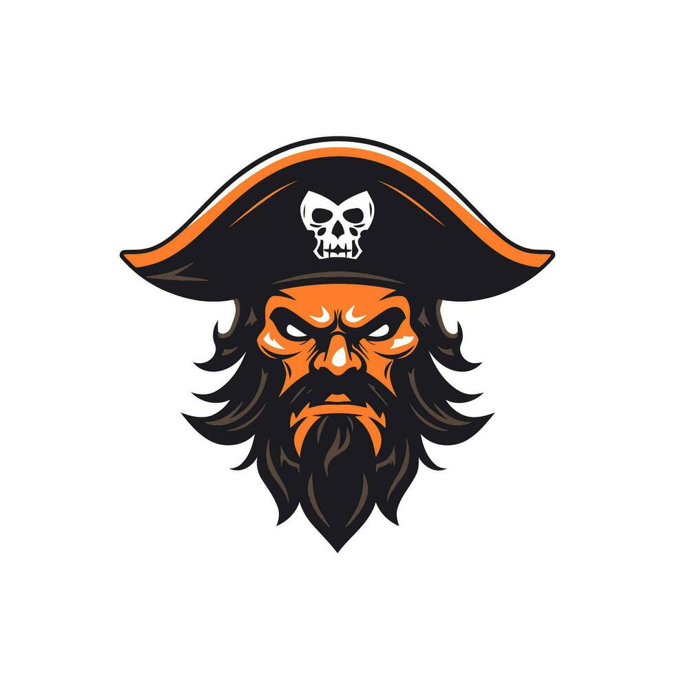 Pirate captain head with beard and mustaches. Vector illustration.