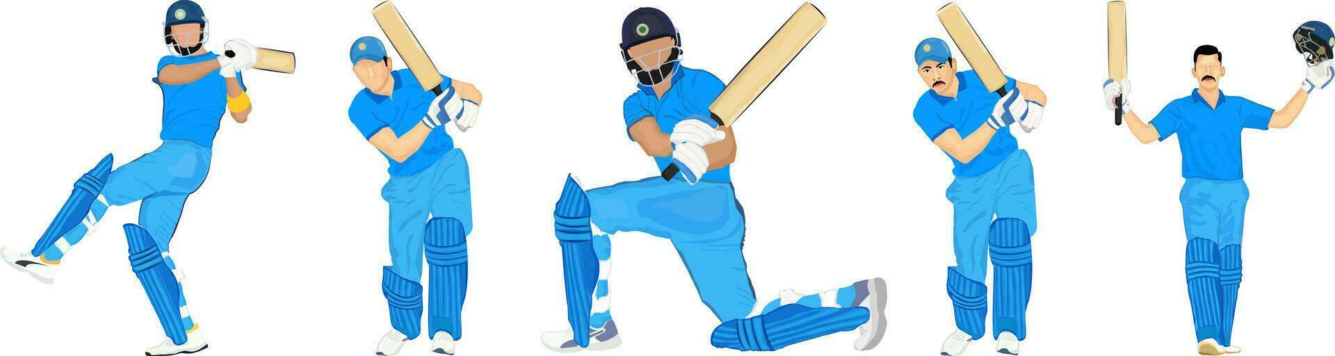 Cricket Batsman, Bowler Silhouettes Elements vector