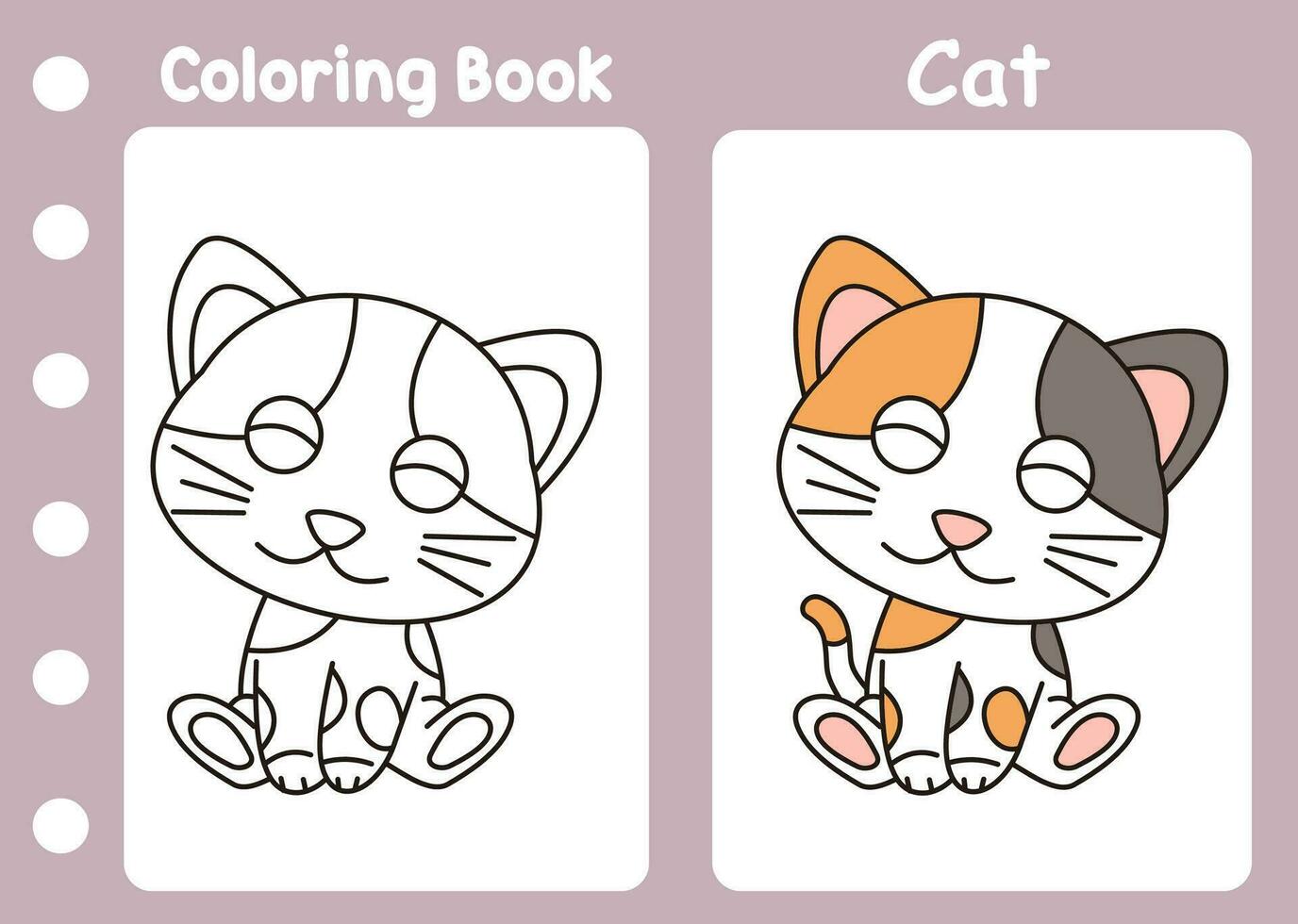 colorante libro linda gato para niños vector