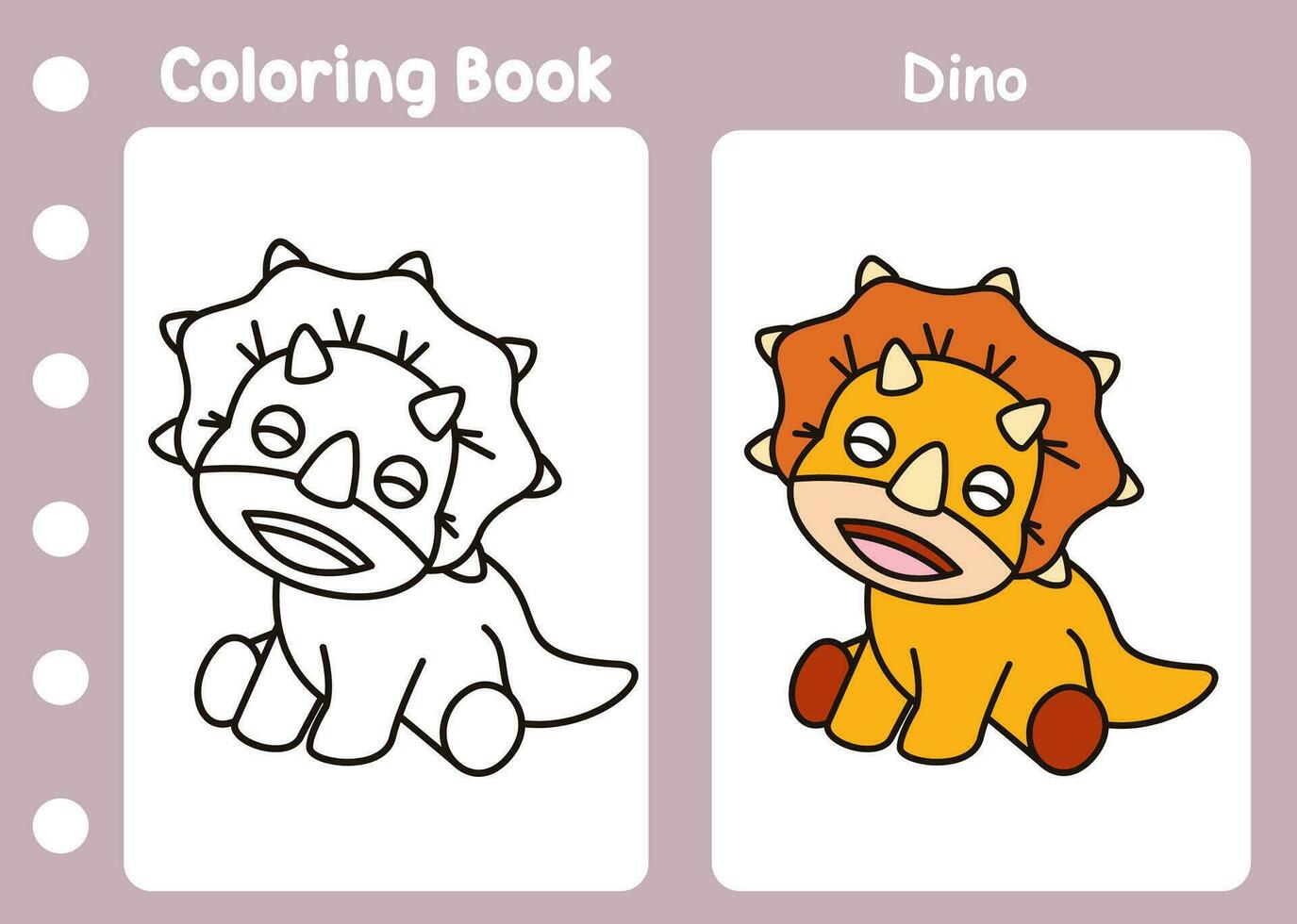 coloring book cute dino vector