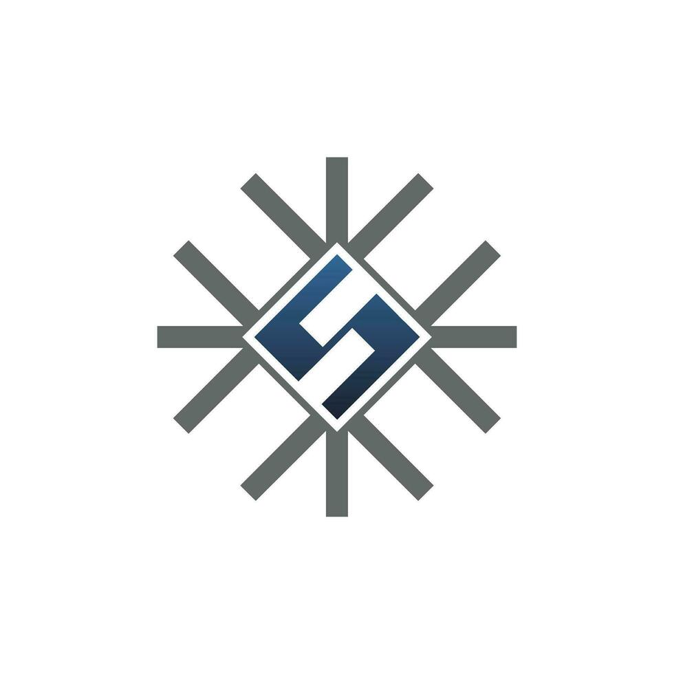 Abstract square geometric letter S logo with Snowflake vector
