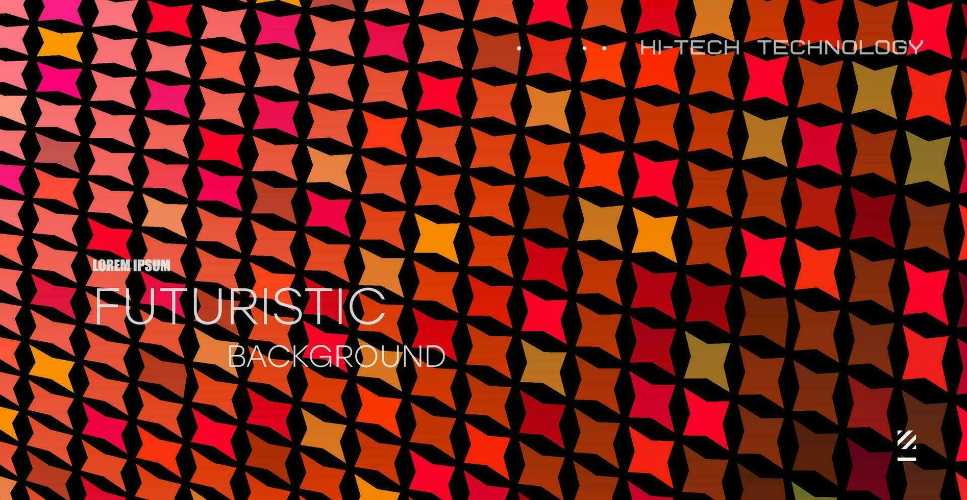 Bright abstract pattern of stars. Orange lighting background with diagonal stars. Distorted perspective. vector